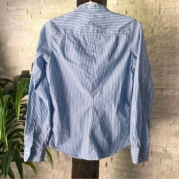 FRANK & EILEEN “Barry” Blue Mint Stripe Cotton Button Down Size Small - Picture 7 of 8